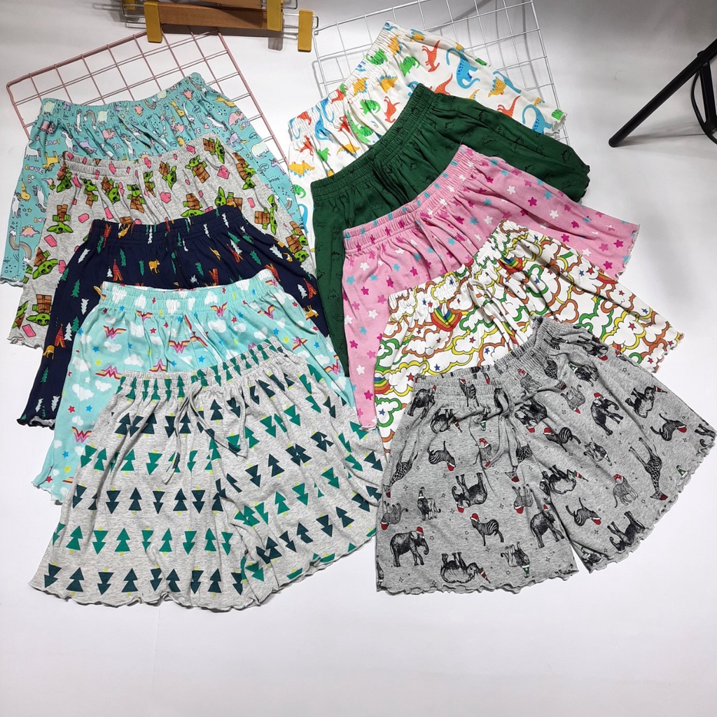 Quần short thun cotton nữ dáng xòe nhiều họa tiết QDN001 quần đùi ngủ mềm mát co giãn thoải mái