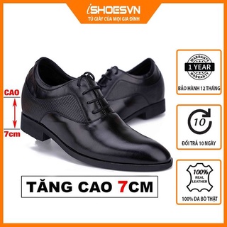 Giày công sở nam (oxfords) da bò thật tăng chiều cao 7cm (giày độn đế), da mềm, lên dáng cực sang