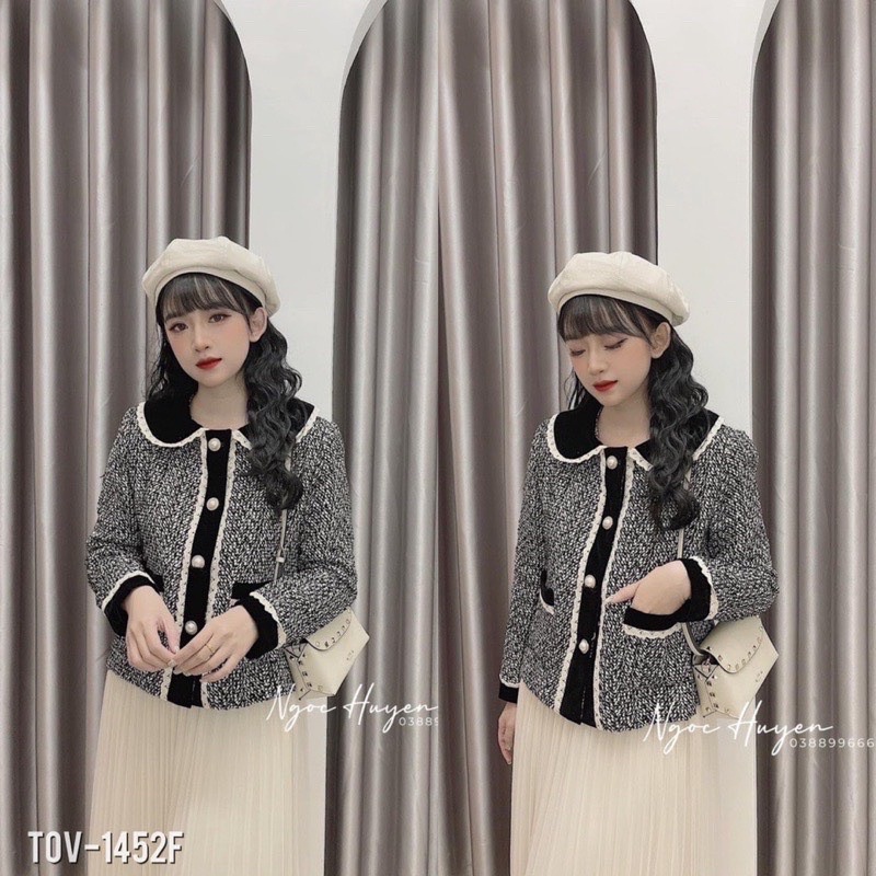 Áo Dạ Tiêu Cổ Nhung Viền Ren 2 Lớp Khuy Ngọc Siêu Xinh Có Ảnh Thật Kèm Video