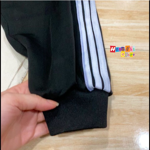 Quần Thể Thao 3 Sọc Trắng Đi Học, Quần Thể Dục Màu Đen 1 Sọc Trắng Bo Lai M2 Cho Nam Nữ Unisex Ulzzang