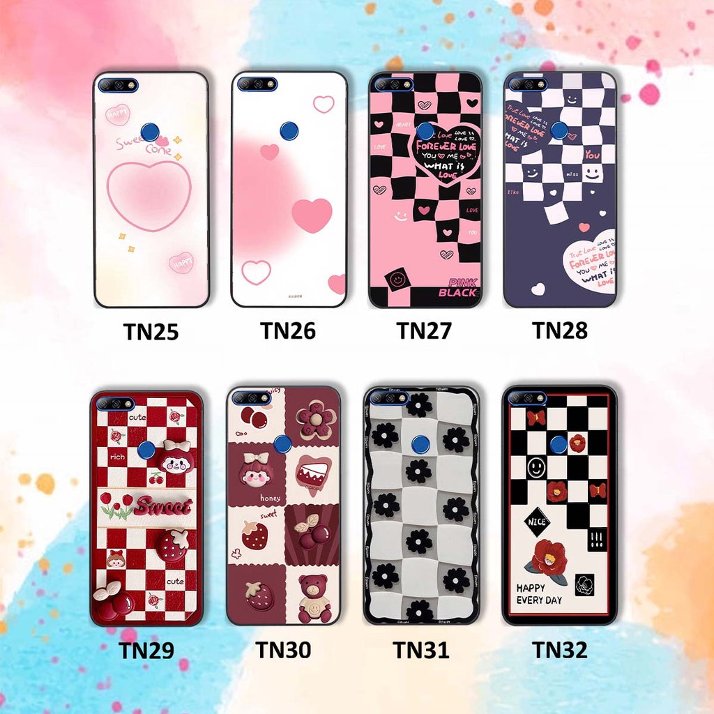 Ốp Huawei Y7 Prime 2018 / Y7 Pro 2018 in hình trái tim, caro kẹo ngọt đầy cá tính siêu đẹp siêu chất