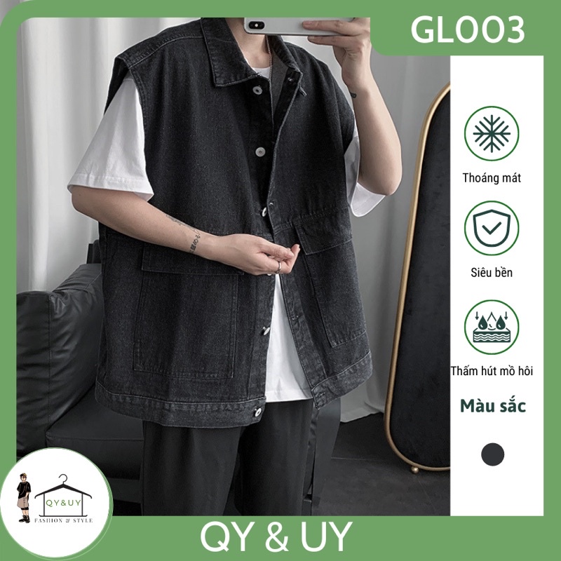 Áo khoác bò gile unisex nam nữ GL003