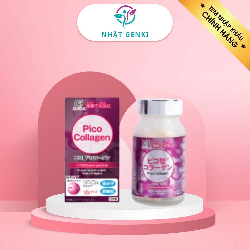 Viên uống collagen Pico Collagen, hỗ trợ ngăn ngừa lão hoá, đẹp da, thực phẩm chức năng Nhật Bản, hãng Genki Fami