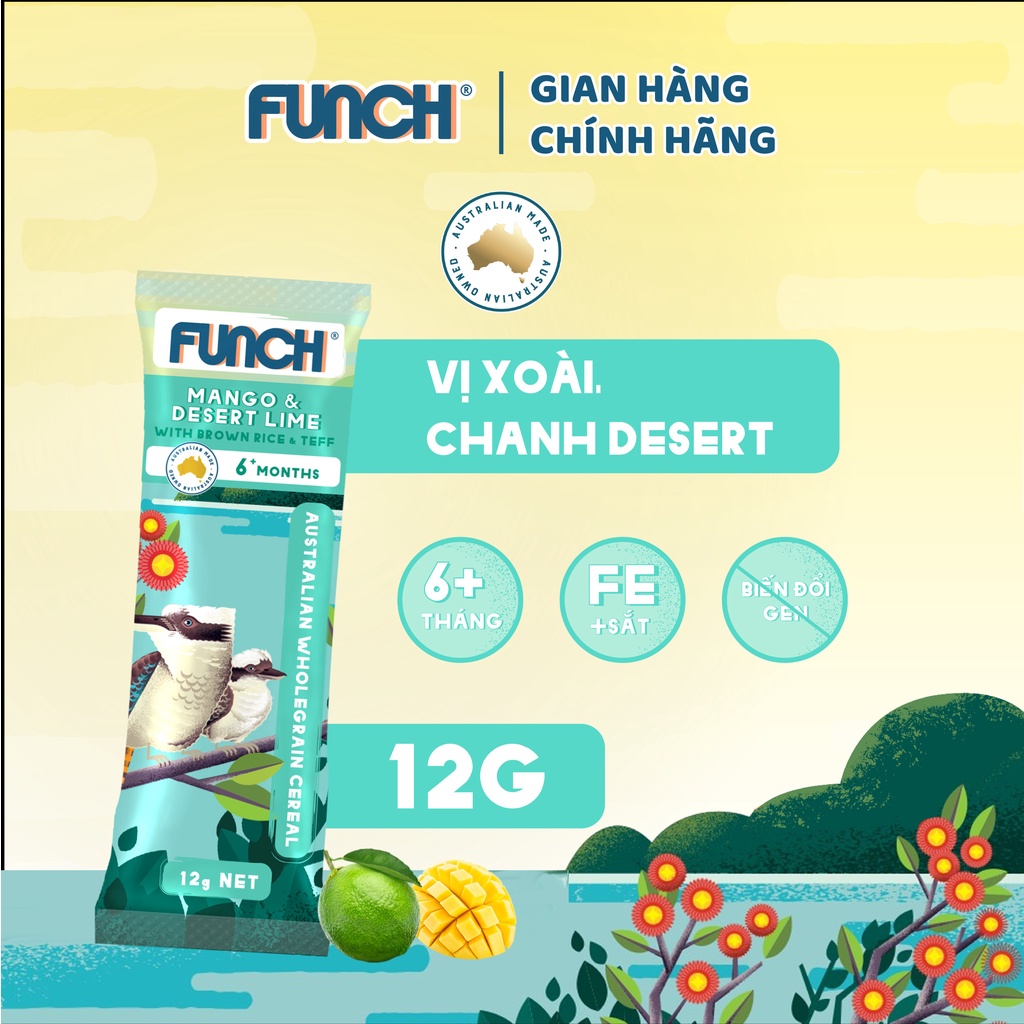 Bột Ăn Dặm Ngũ Cốc FUNCH Cho Bé Từ 6 Tháng dạng gói tiện lợi 168g