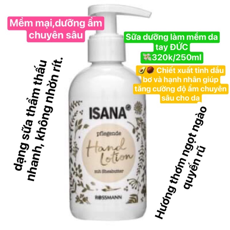 Sữa dưỡng làm mềm da tay Lotion Hand ISANA Đức