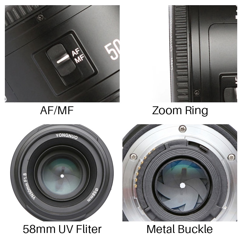 YONGNUO YN50MM F1.8 Camera Lens Nikon D800 D300 D700 D3200 D3300 D5100 D5200 D5300 Large Aperture AF MF DSLR Camera Lens