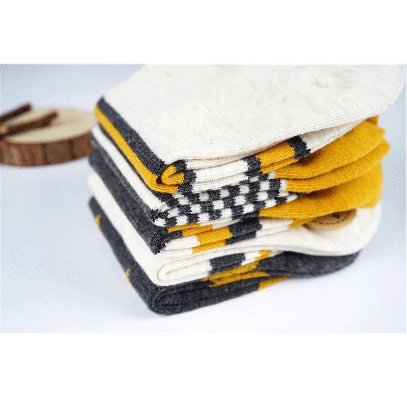 Set Vớ Tất cổ Ngắn Vàng Unisex Cotton Họa Tiết Phong cách Nhật Hàn Hot Trend Ulzzang Tất Ngắn Cổ Nam nữ Thời trang