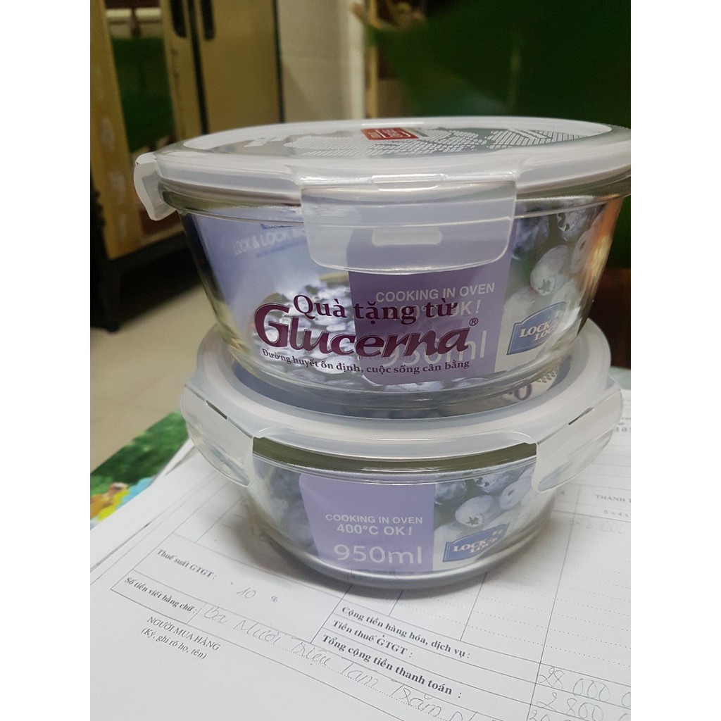 SET 2 THỐ THỦY TINH CAO CẤP LOCK&LOCK 950ML QUÀ TẶNG TỪ SỮA GLUCERNA