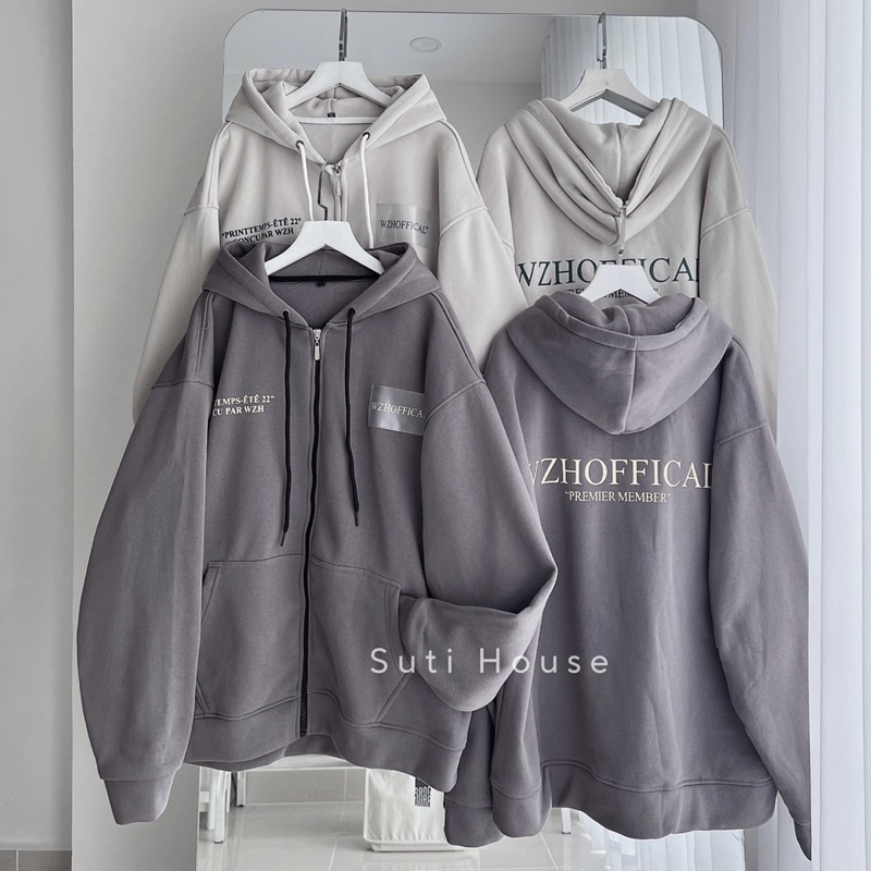 [ẢNH THẬT] Áo Hoodie Zip WZHOFFICAL 2 Màu Tan Ghi Và Xám Chì Form Rộng Unisex Nam Nữ - Suti House