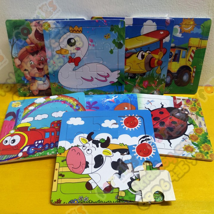 Tranh ghép hình puzzle bằng gỗ 9 mảnh, Đồ chơi xếp hình cho bé