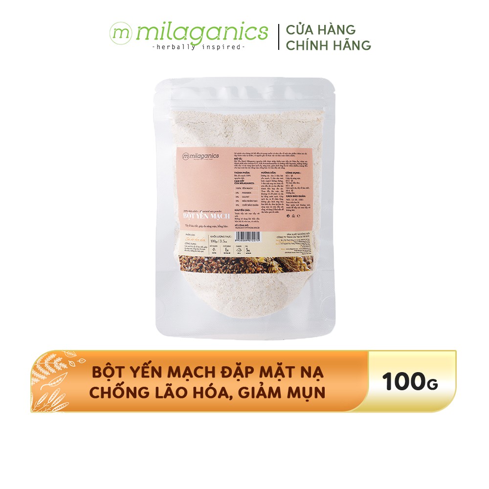 Combo 3 Gói bột đậu đỏ, cám gạo và yến mạch thiên nhiên MILAGANICS (100g/ túi)