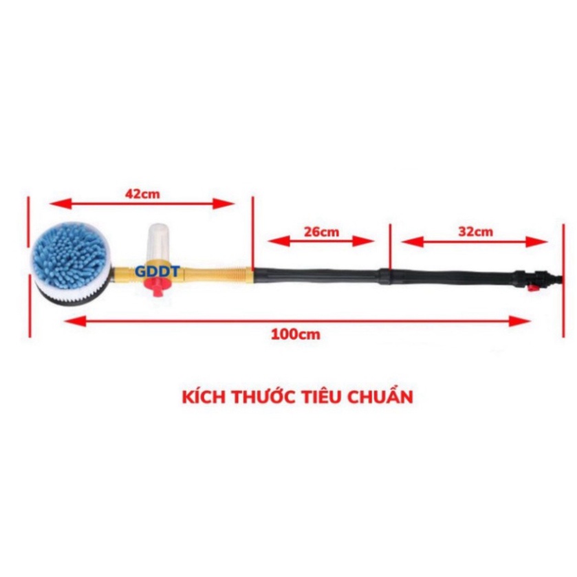 CHỔI RỬA XE Ô TÔ DỤNG CỤ RỬA XE TỰ XOAY 360 ĐỘ-Vòi Cọ,Cây Rửa Xe Hơi Kết Hợp Bàn Chải Tự Động, Xoay Tròn 360, Tự Tạo Bọt