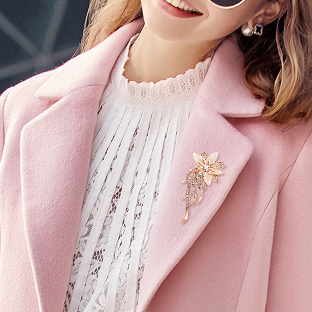 Trâm cài áo hình bông hoa đính đá phong cách thanh lịch dành cho nữ