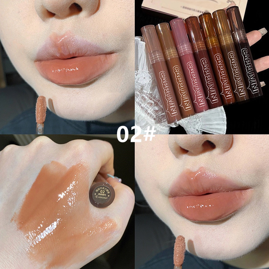Cappuvini® Son tint dưỡng ẩm không thấm nước lâu phai vỏ hình thỏi chocolate độc lạ