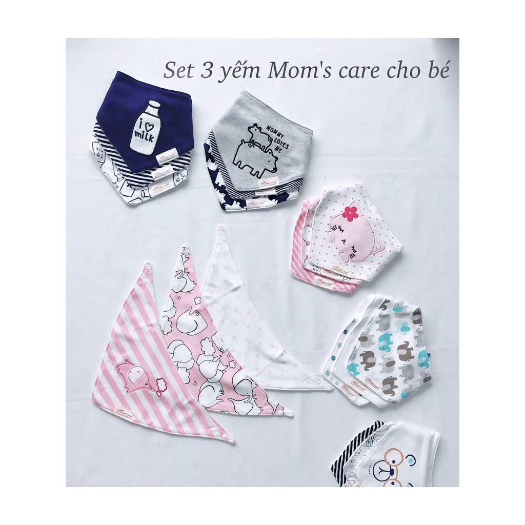 Sét 3 yếm tam giác Mom's care có nút bấm