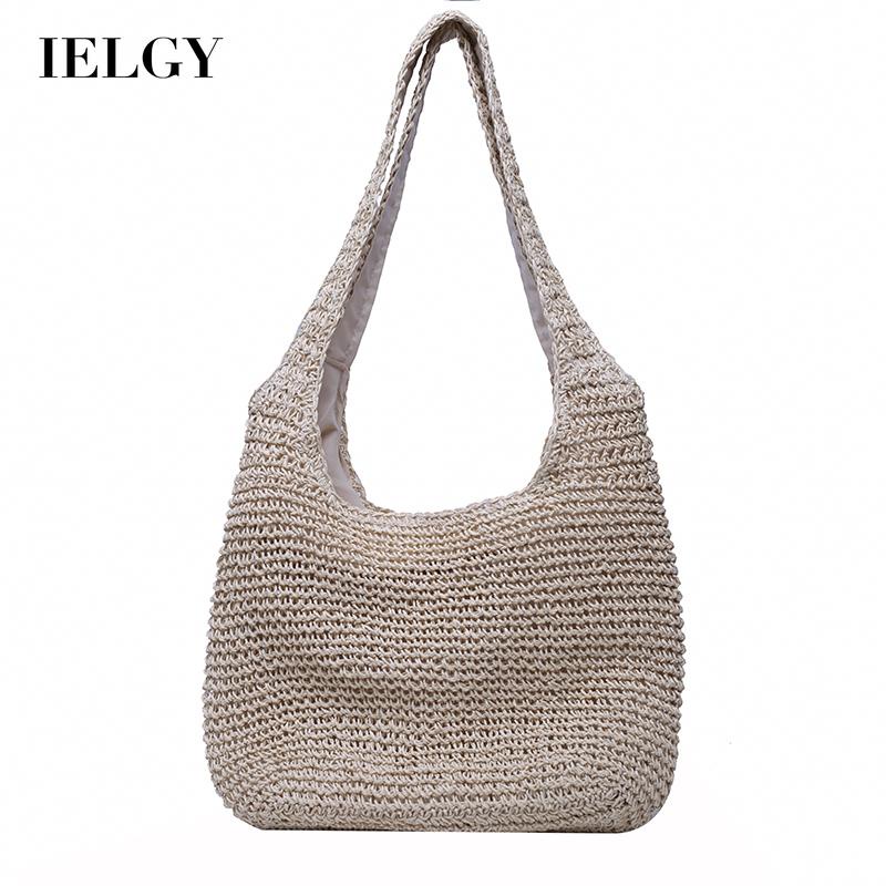 Túi đeo vai IELGY đan rơm sức chứa lớn thời trang đi biển cho nữ