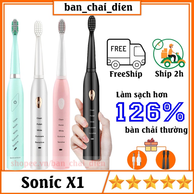 Bàn chải điện NT-X1, 5 chế độ chải, Đánh bóng, làm trắng và chăm sóc răng toàn diện