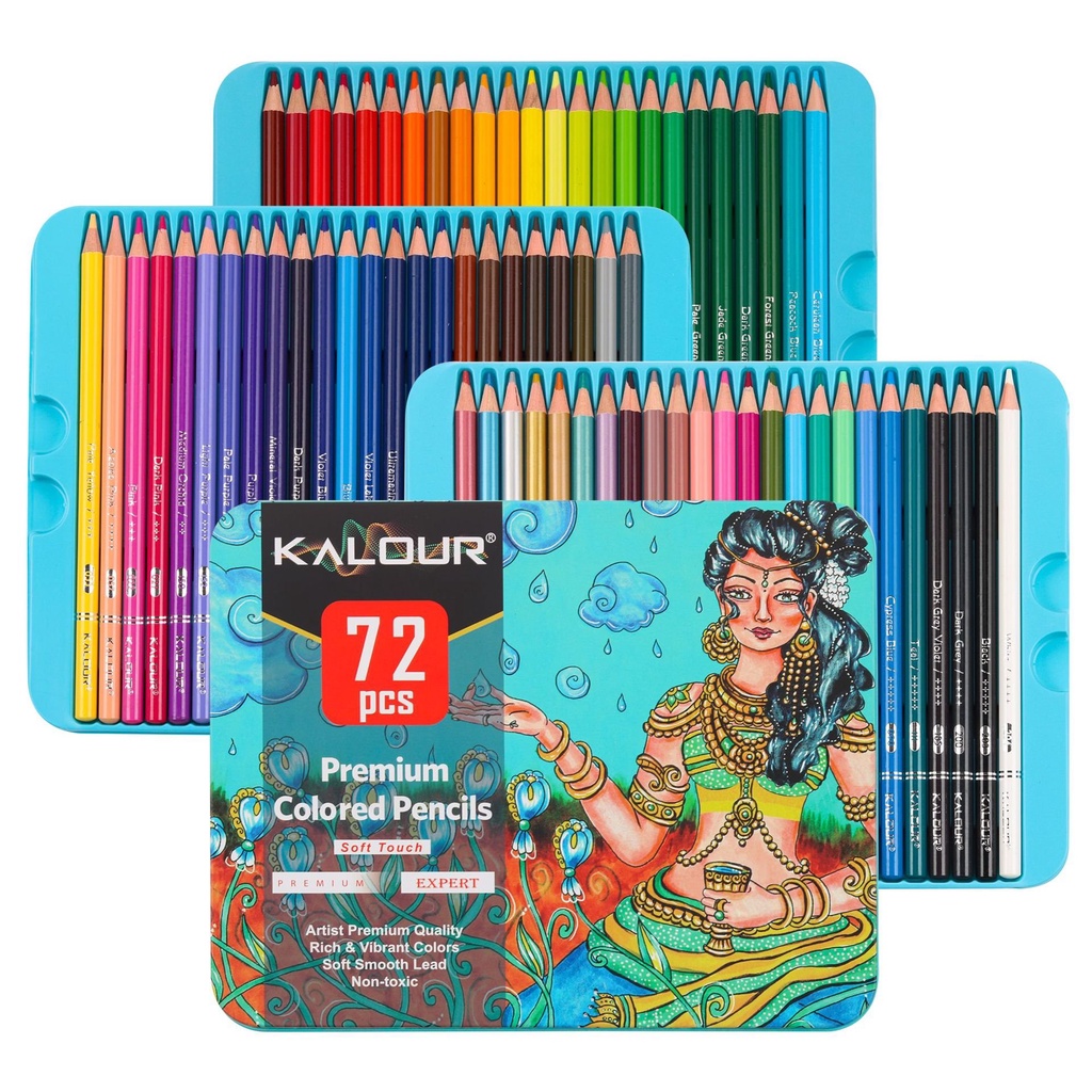 Bút Chì Màu Khô KALOUR Hộp Thiếc - KL72K