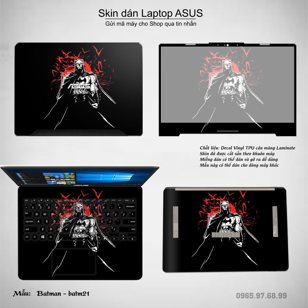 Skin dán Laptop Asus in hình Người dơi (inbox mã máy cho Shop)