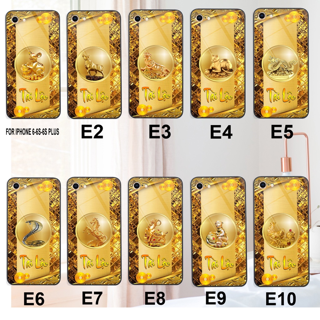 Ốp lưng KÍNH iphone 5 /5S/ 6 /6S/  6 PLUS  in hình 3D 12 CON GIÁP -TÀI LỘC-PHÚ QUÝ -SIÊU ĐẸP