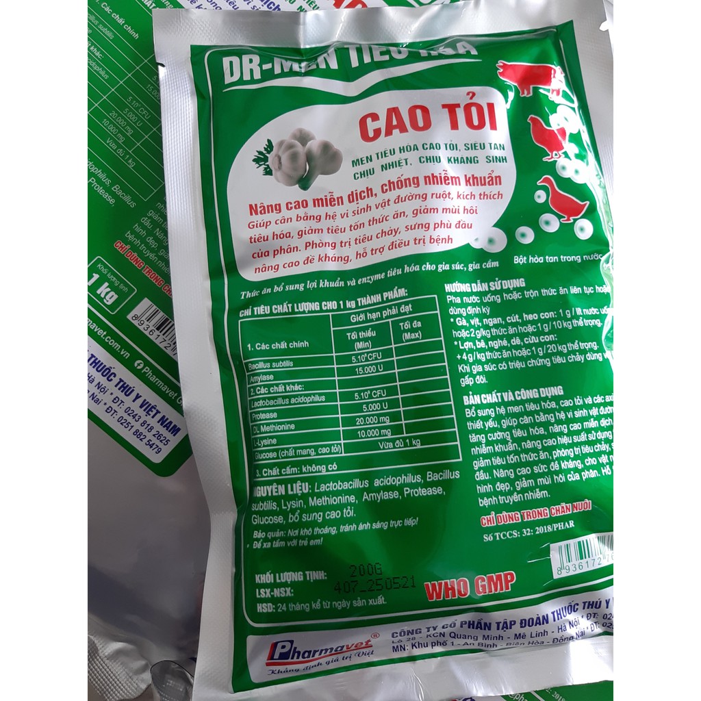 200g men tiêu hóa cao tỏi, siêu tan, chịu nhiệt, chịu k.h.áng s.inh
