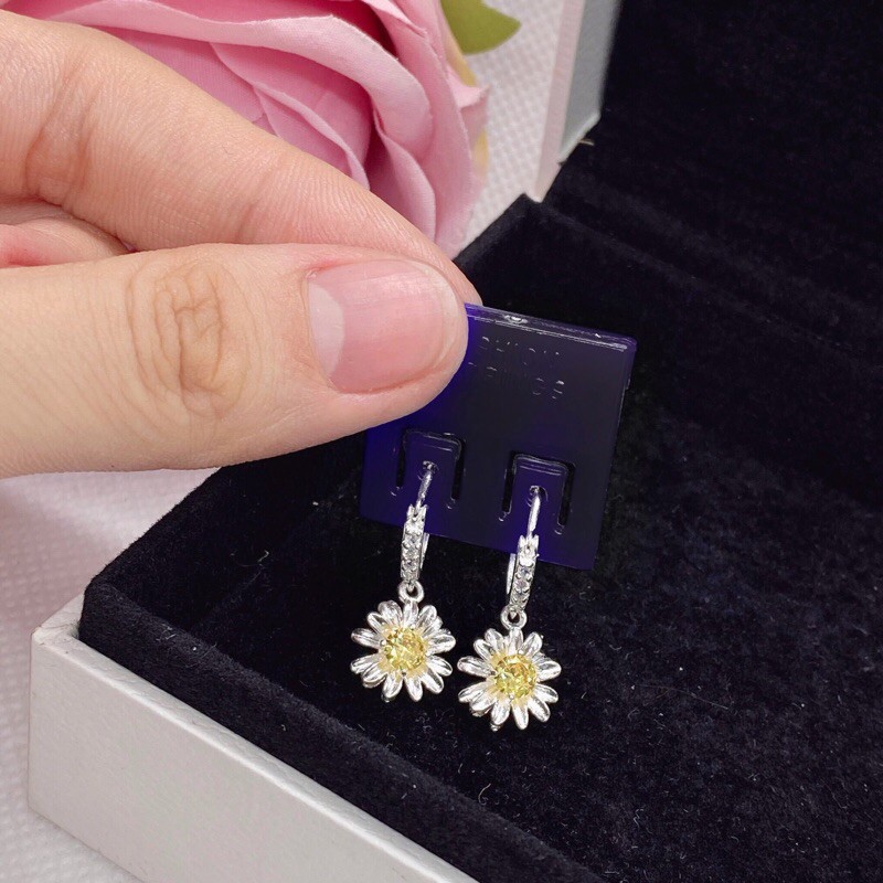 Khuyên tai hoa cúc hướng dương bạc ta Ngọc mậu