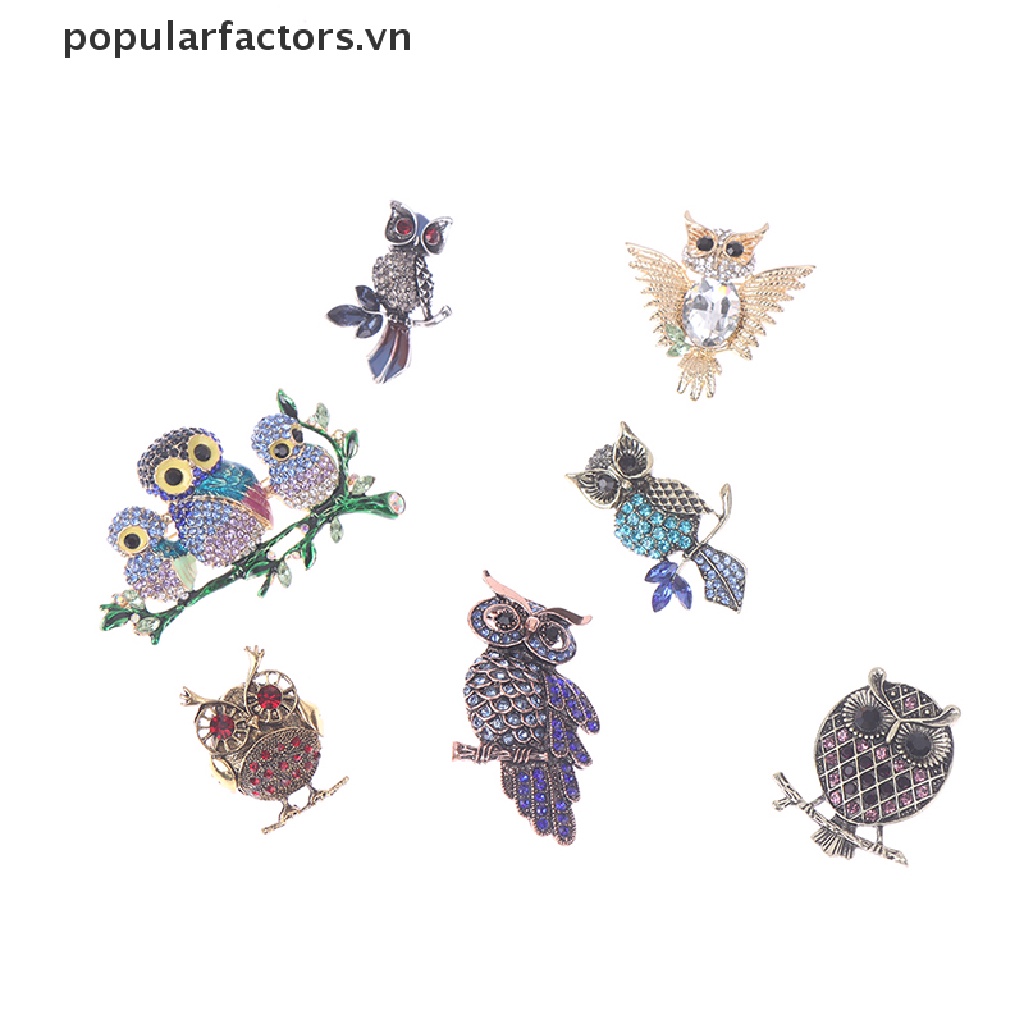 Ghim cài áo hình cú mèo đính đá sang trọng thời trang