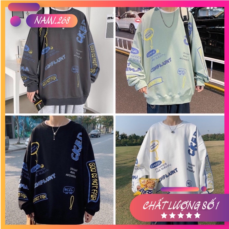 Áo Sweater Dài Tay Lót Bông In Hình SIÊU HÓTÁo Nỉ Thụng Tay Phồng (Hàng Sẵn, Ảnh Thật)