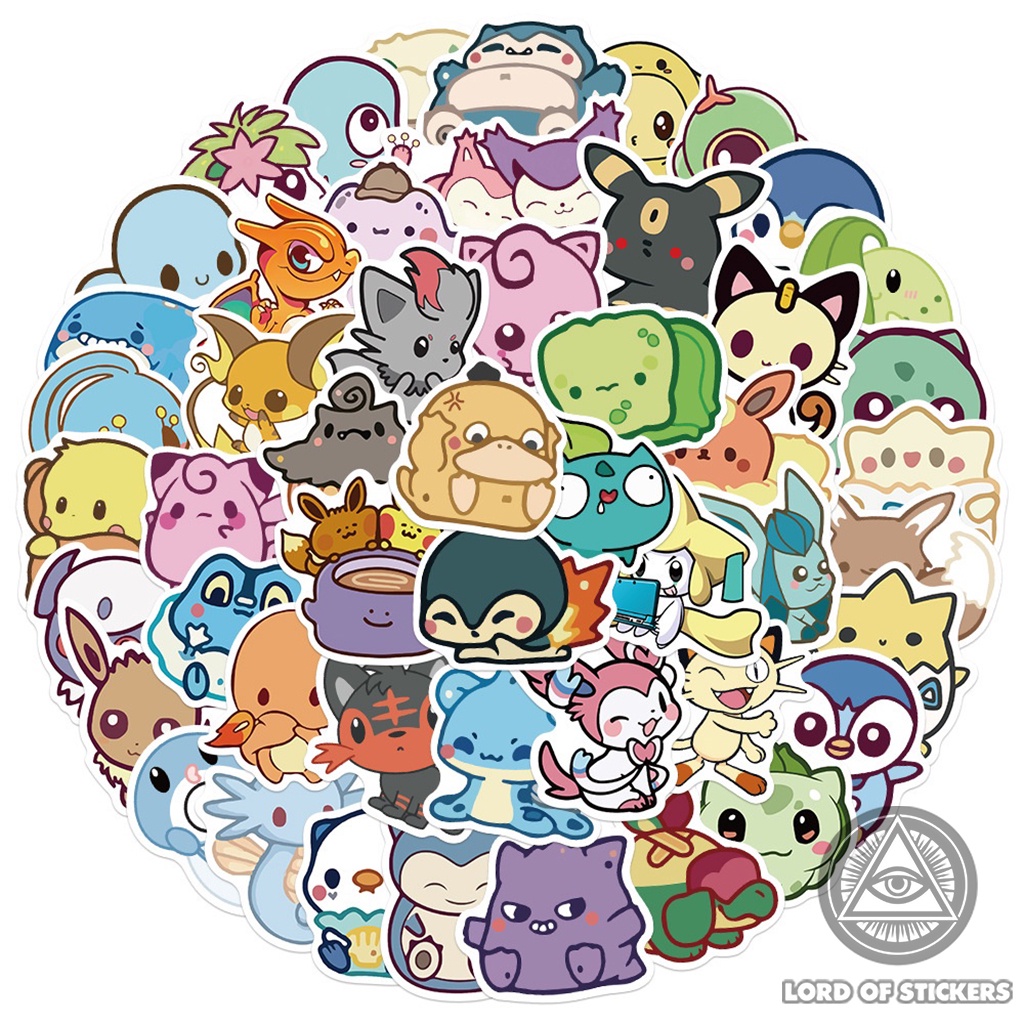 Set 50 Nhãn Dán Pokemon Sticker Hoạt Hình Cute Chibi Chống Thấm ...