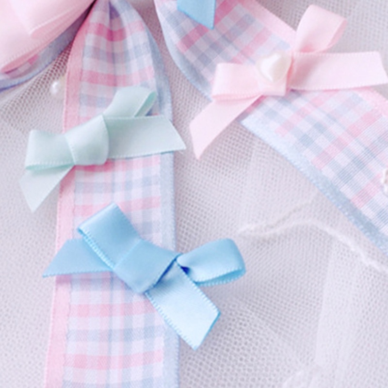 Kẹp Tóc Nơ Dài Họa Tiết Sọc Caro Phong Cách Lolita Dành Cho Nữ