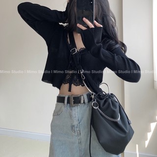 Len dệt kim mỏng buộc nơ
