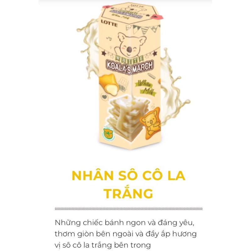 Bánh gấu nhân kem Lotte Koala’s March vị Socola/ Ca cao/ Dâu/ Sữa hộp 37g