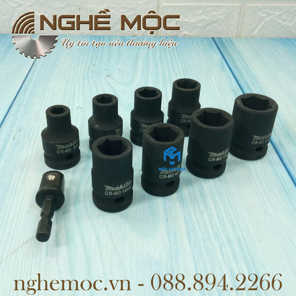Bộ đầu tuýp siết bu lông 1/2" có đầu chuyển Makita B-55762 - nghề mộc