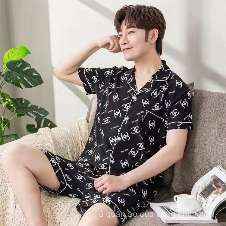Bộ đồ ngủ vải lụa tay ngắn chất lượng cao thời trang dành cho nam Bp9S