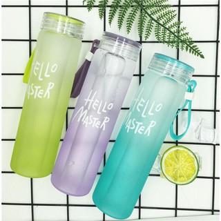 Bình nước thủy tinh hello master 500ml có dây xách