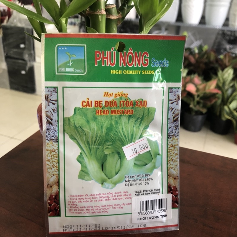 HẠT GIỐNG CẢI BẸ DƯA (TOÀ XẠI) BẸ TO cao sản hiệu Phú Nông gói 10gr