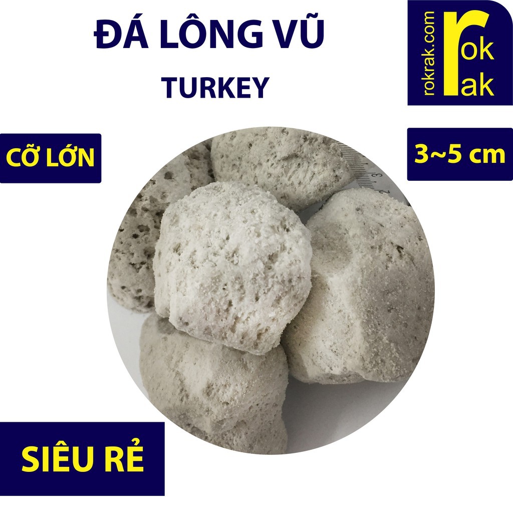 Đá lông vũ Thổ Nhỹ Kỳ 1kg Turkey Nham thạch size 2-5 cm lọc bể cá