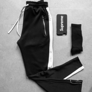 Quần thể thao Trackpants nam phối zip - vải thun polyster dày dặn - phong cách streetwear