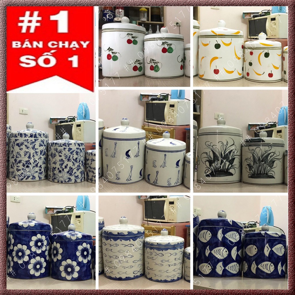 Vại muối dưa cà hũ muối dưa cà gốm sứ Bát Tràng