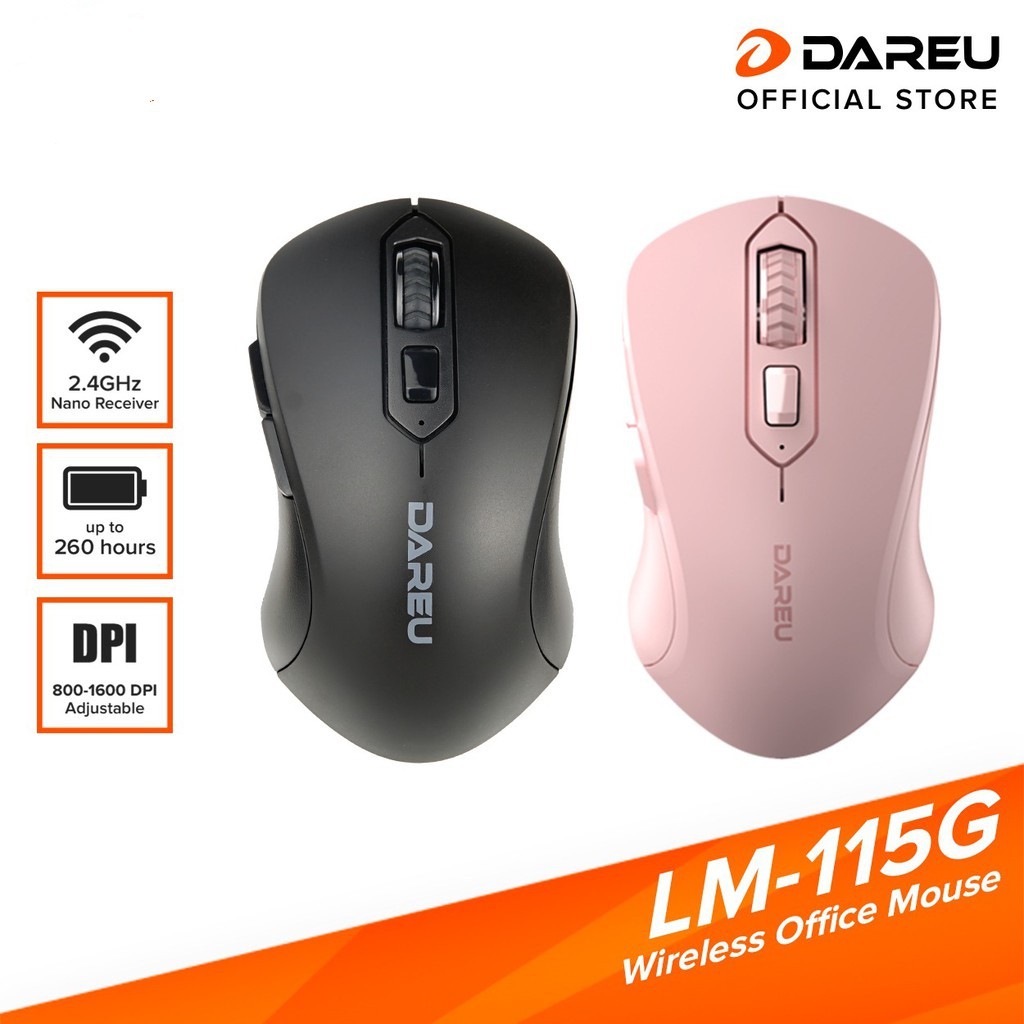 Chuột không dây Dare-U LM115G Pink/ Black BH 2 năm chính hãng