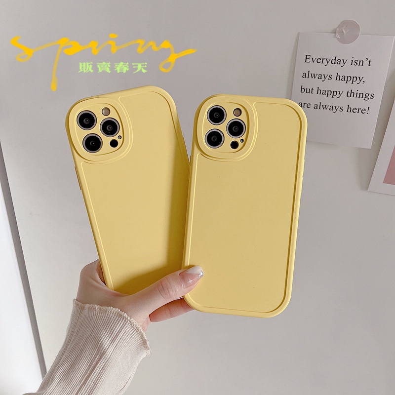 Ốp Điện Thoại Silicon Mềm Chống Sốc Màu Vàng Cho iPhone 11 12 13 14 Pro Max 7 8 Plus X XS XR Max 13 Pro 14 Pro