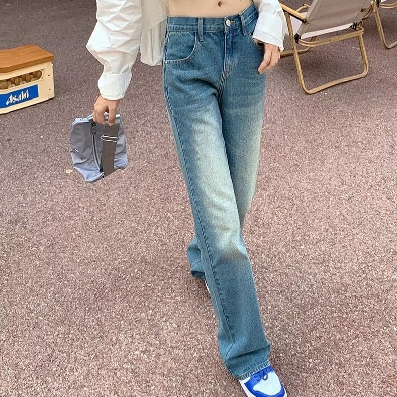 Quần Jeans Nữ Lưng Cao Ống Rộng Thời Trang Hàn Quốc