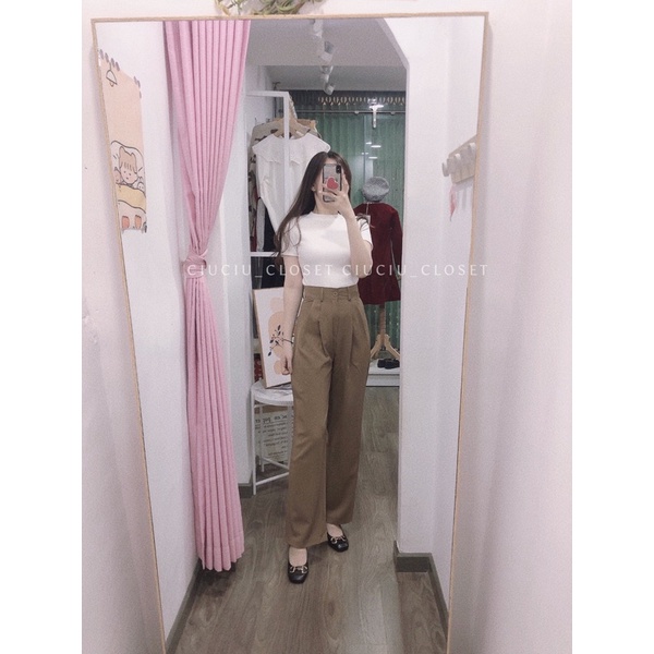 Quần Suông Trơn Culotes 3Màu Đen Nâu Xám Chất Lụa Rũ Đẹp (SẴN/ẢNH THẬT)