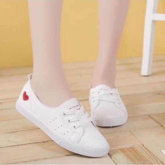 HOT Giày Thể Thao Nữ Bệt Họa Tiết Trái Tim Đỏ, Bạc (Size: 35-39 chất lượng 👟 2020 .