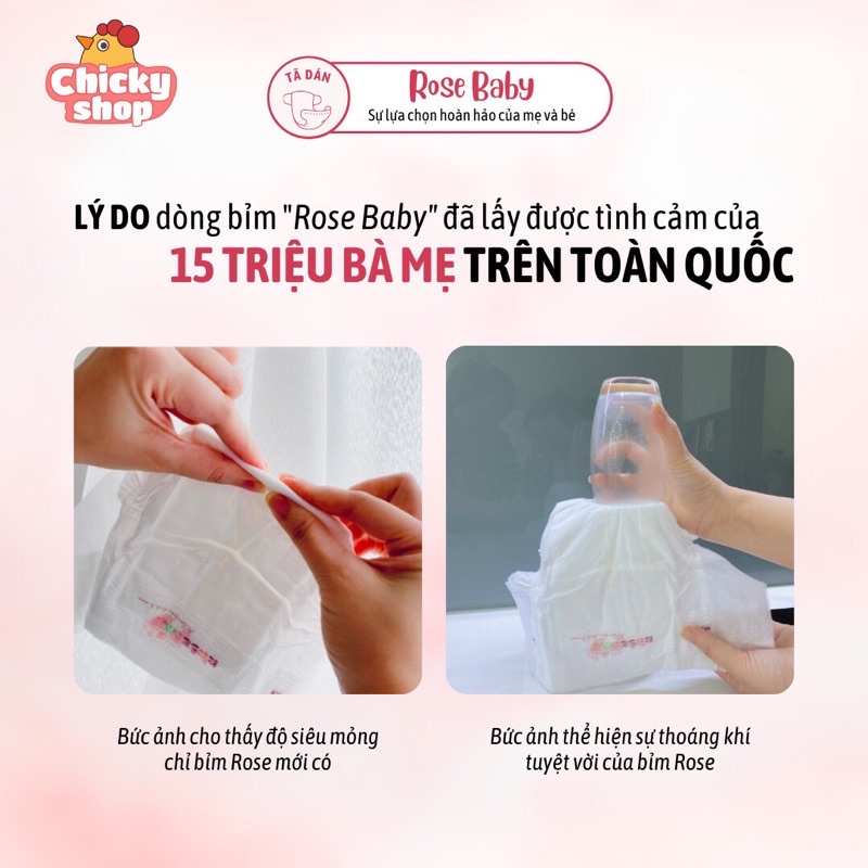 Bỉm dán Rose Baby size NB 60 miếng (&lt;5kg)