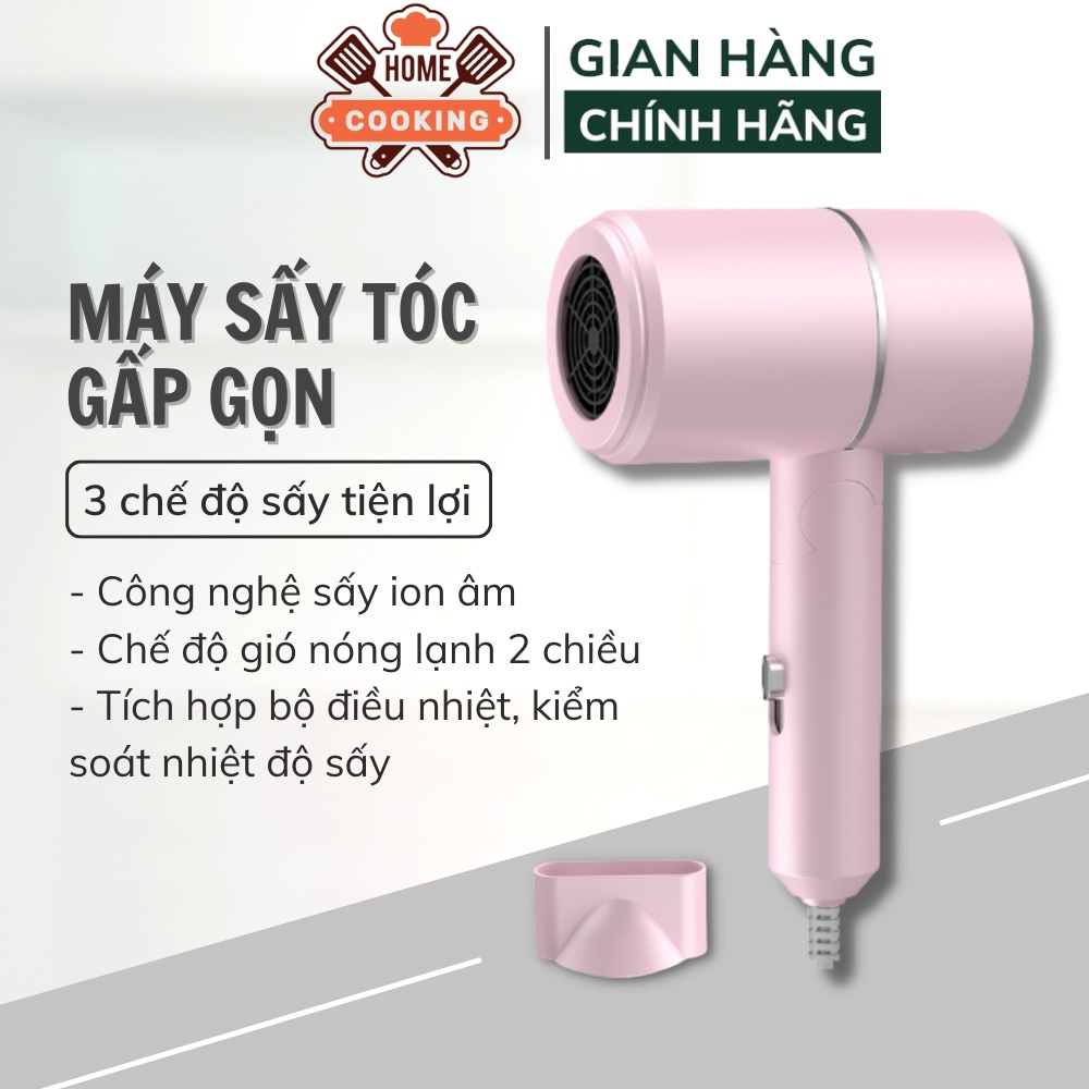 Mấy sấy tóc mini cầm tay 2 chiều nóng lạnh HAIR DRYER, công suất 2200W, 3 chế độ sấy chăm sóc tóc, bảo hành 6 tháng