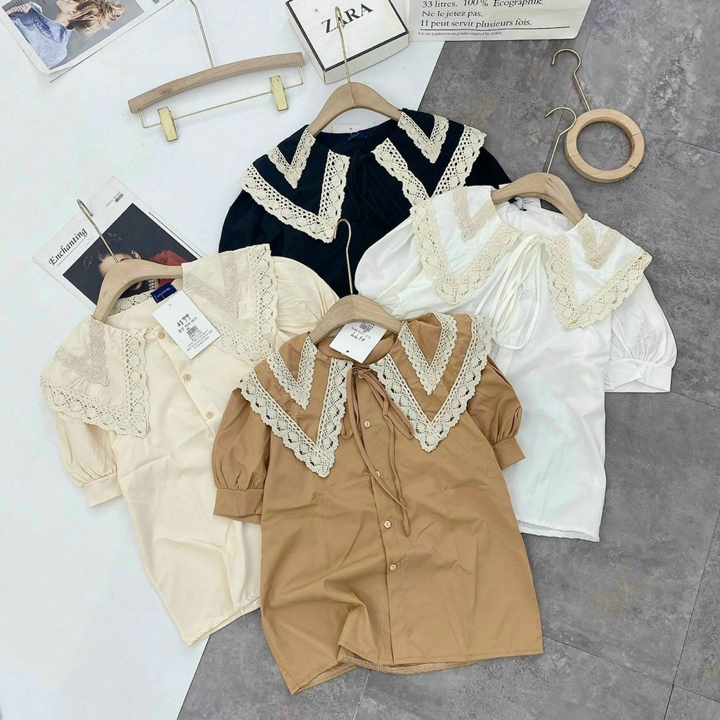 [Mã FAMAYWA giảm 10K đơn 50K] Áo sơ mi cổ bèo tay cộc nhiều màu