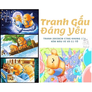 Tranh tô màu theo số TinaSweet🌈 Size mini 20x30cm 🌈 Gấu Đáng Yêu
