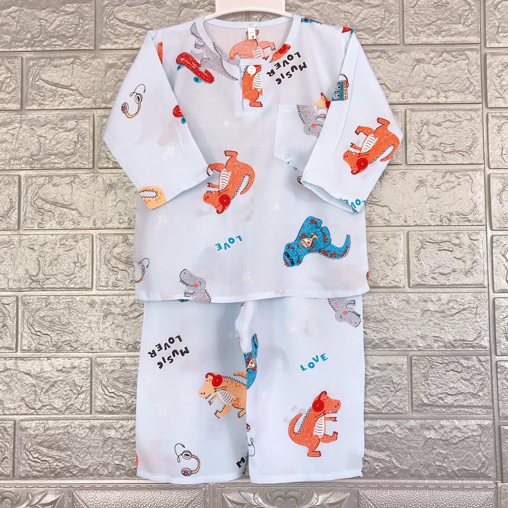 COMBO Bộ quần áo Tole lanh cho bé trai tay dài quần dài loại 1 mịn màng, thoáng mát, tặng kèm khẩu trang cho bé