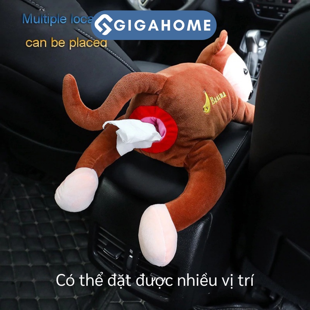 Hộp Đựng Khăn Giấy Rút Treo Vai Ghế Ô Tô Hình Chú Khỉ Ngộ Nghĩnh GIGAHOME 8364